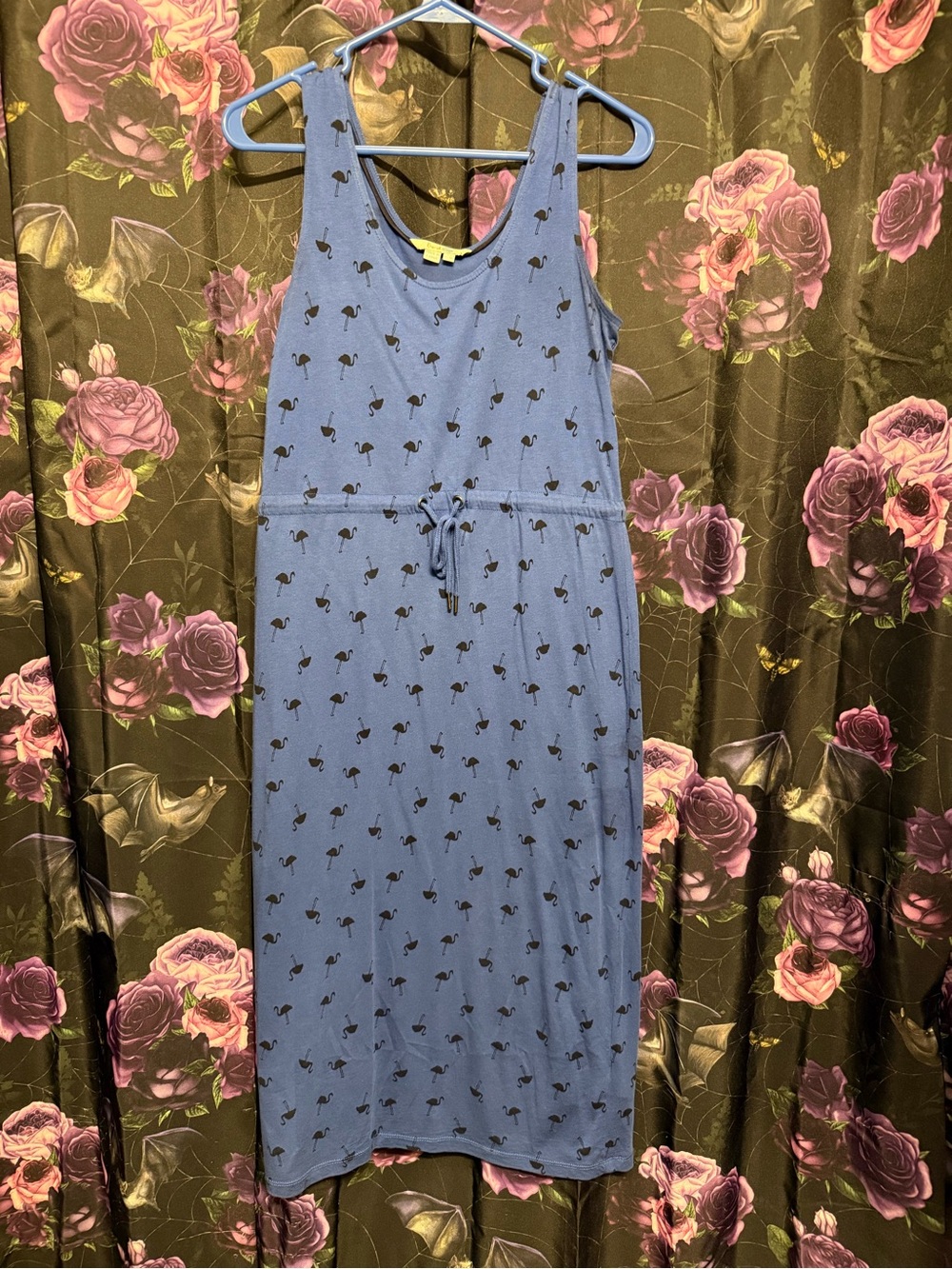 Boden Blue Sleeveless Flamingo Print Jersey Dress
